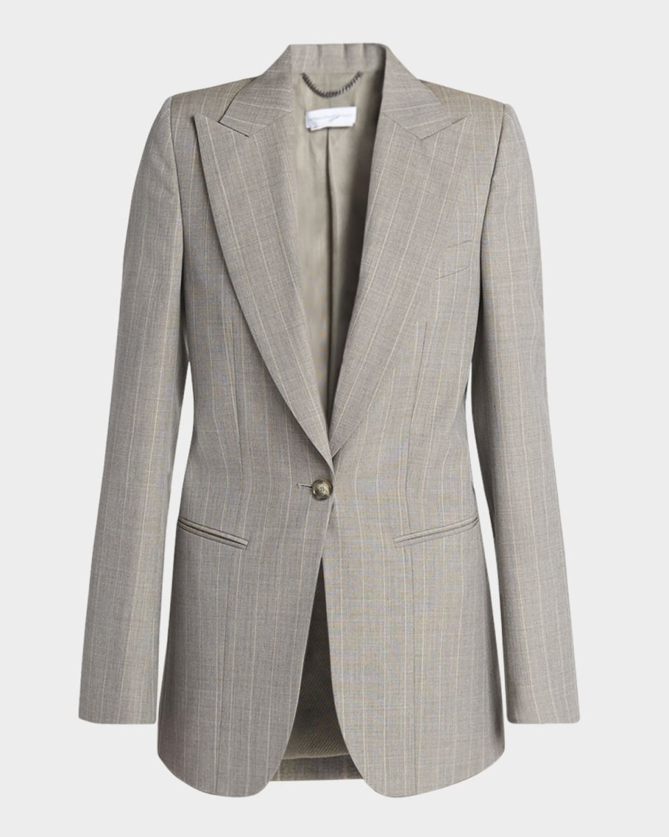 Striped Melange Single-Breasted Slim Jacket